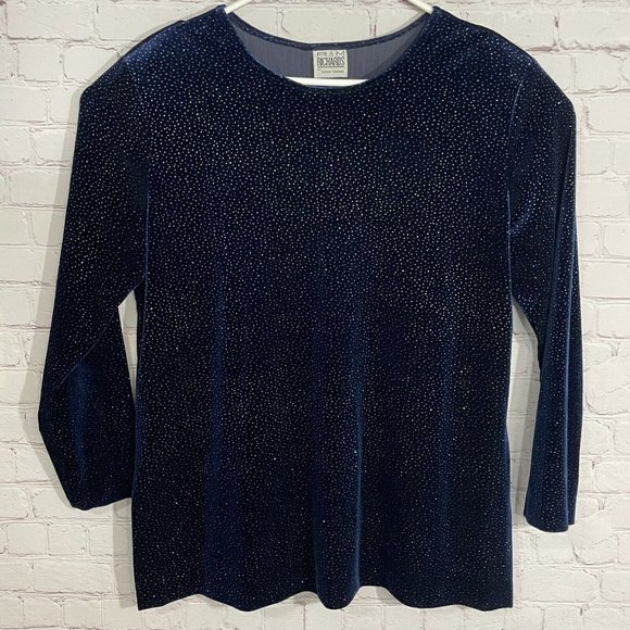 R & M Richards by Karen Kwong Vintage Plus Velvet Sparkle Stretch Blouse Top 18 - Picture 1 of 9